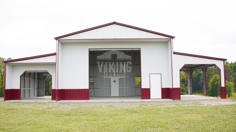 58x24x16 raised center equipment storage barn front view 1