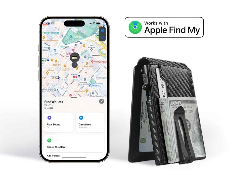 Premier minimalist smart track wallet from Auskang, equipped with built-in Apple Find My